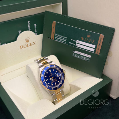 Rolex Submariner 16613 Oyster 40 mm Acciaio e Oro Giallo RRR Blu
