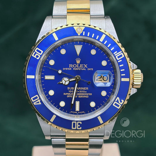 Rolex Submariner 16613 Oyster 40 mm Acciaio e Oro Giallo RRR Blu