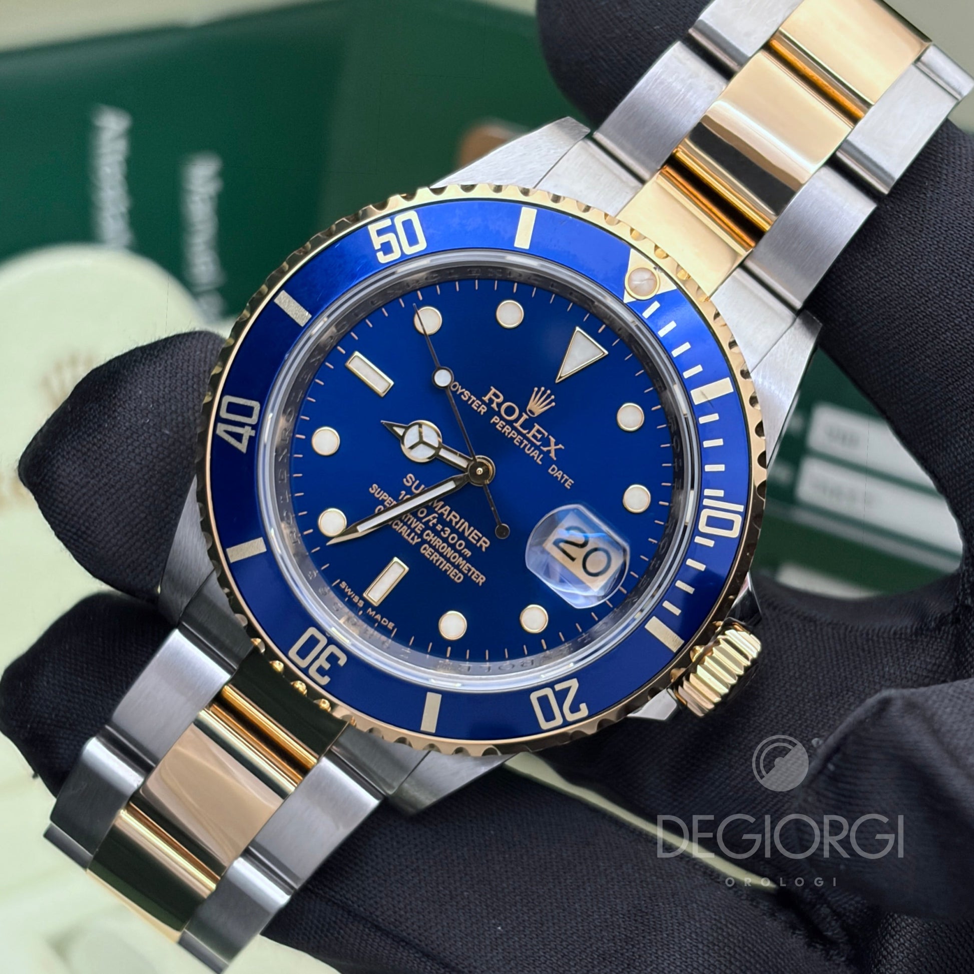 Rolex Submariner 16613 Oyster 40 mm Acciaio e Oro Giallo RRR Blu