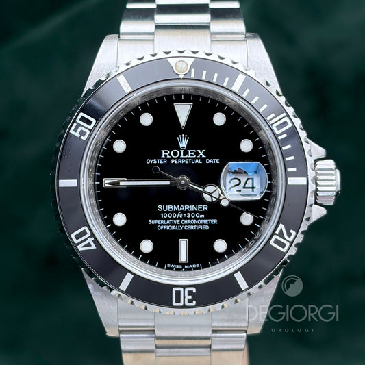 Rolex Submariner Date 16610 RRR Card 40 mm Acciaio Nero