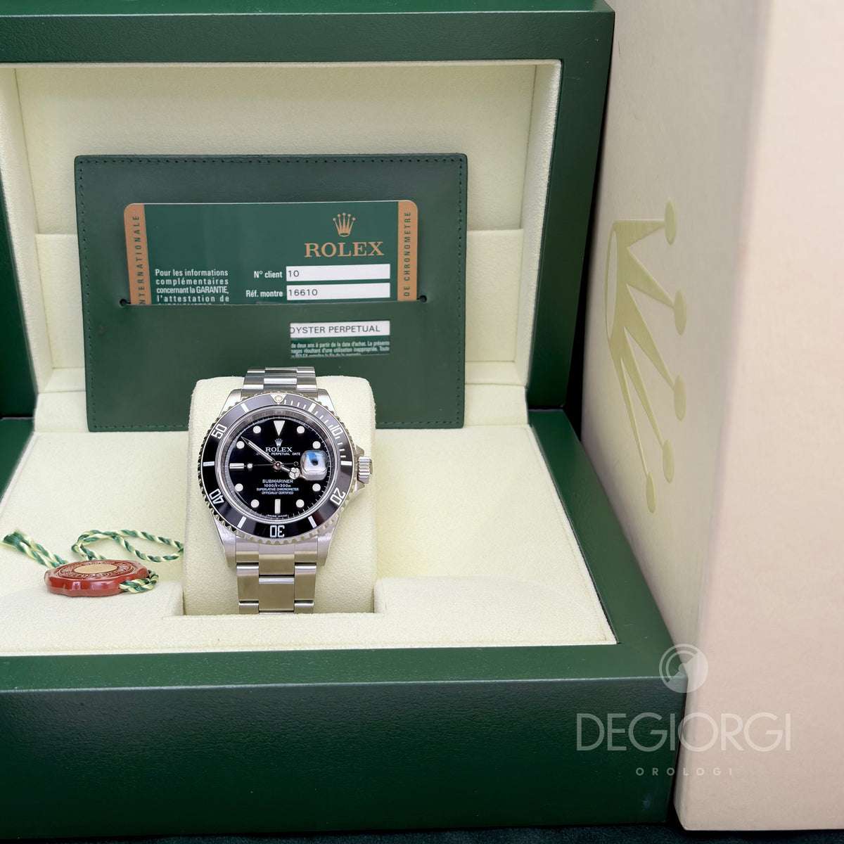 Rolex Submariner Date 16610 RRR Card 40 mm Acciaio Nero