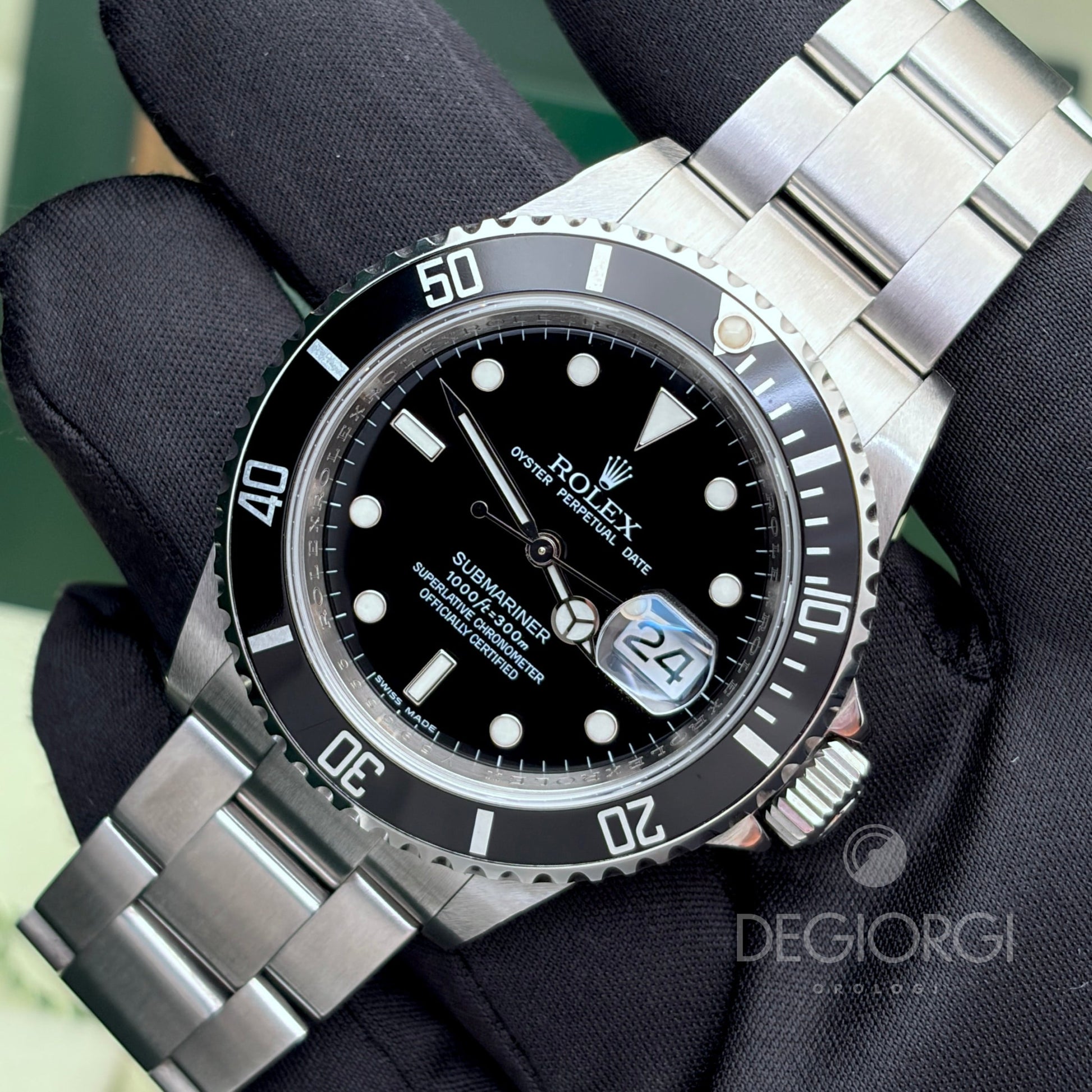 Rolex Submariner Date 16610 RRR Card 40 mm Acciaio Nero