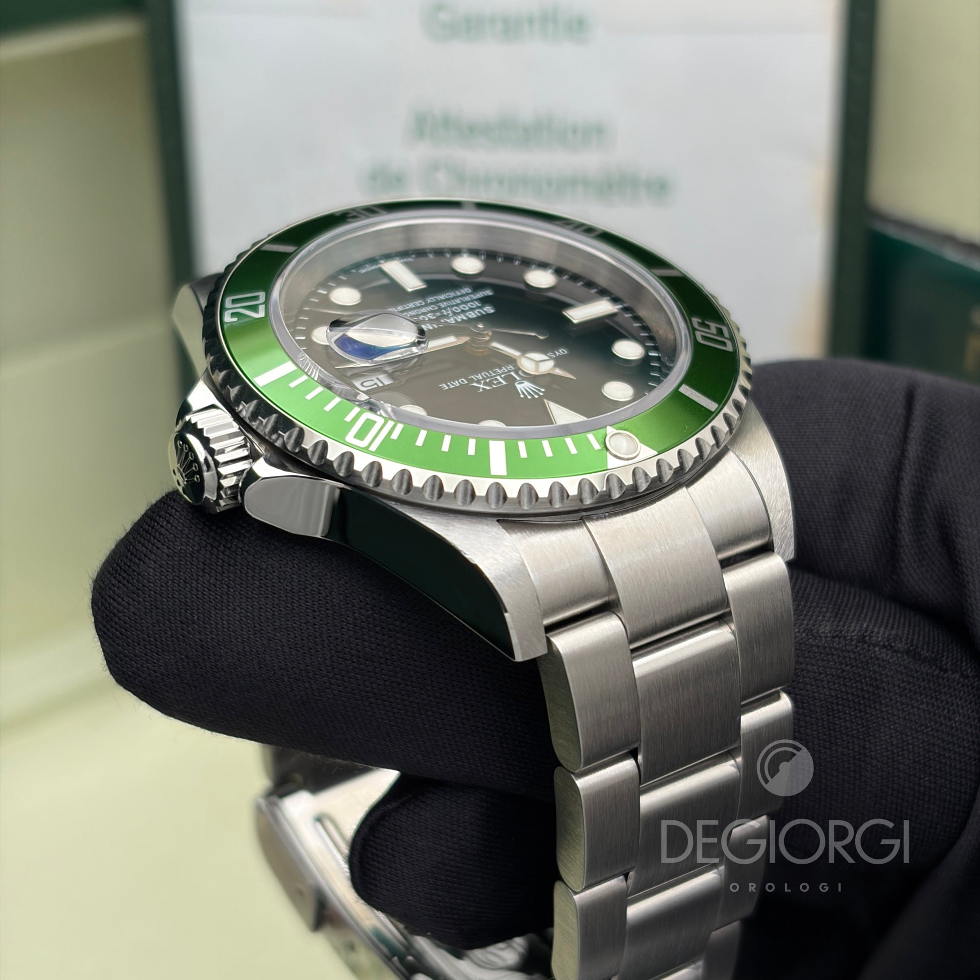 Rolex Submariner Date 16610LV Kermit Ghiera verde 40 mm Acciaio Oyster
