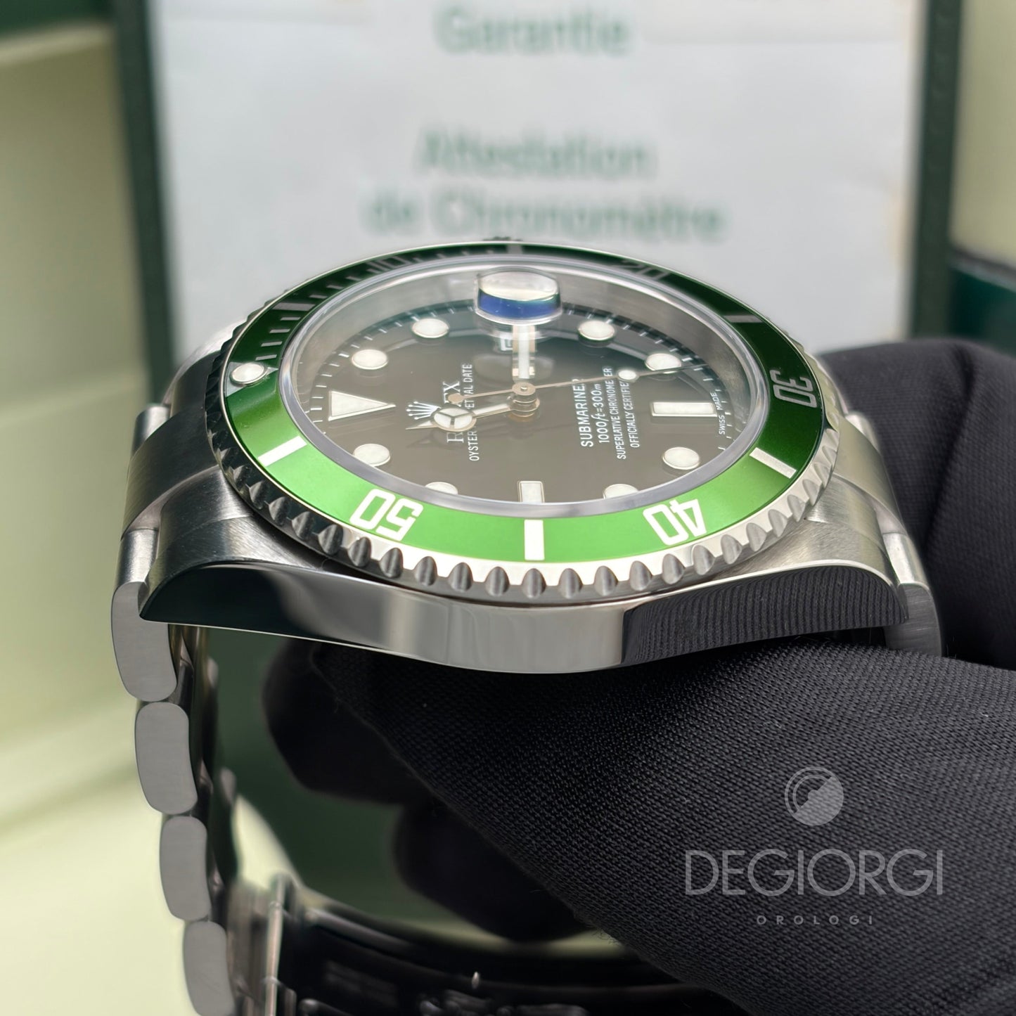 Rolex Submariner Date 16610LV Kermit Ghiera verde 40 mm Acciaio Oyster